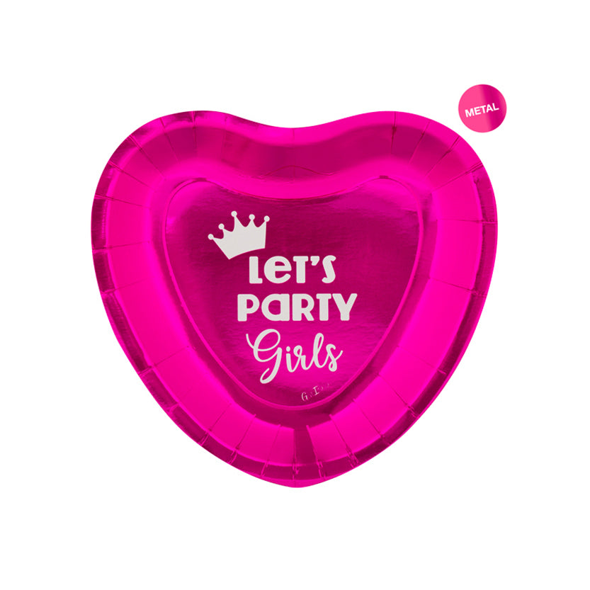 Piatto di carta monouso a forma di cuore, fucsia