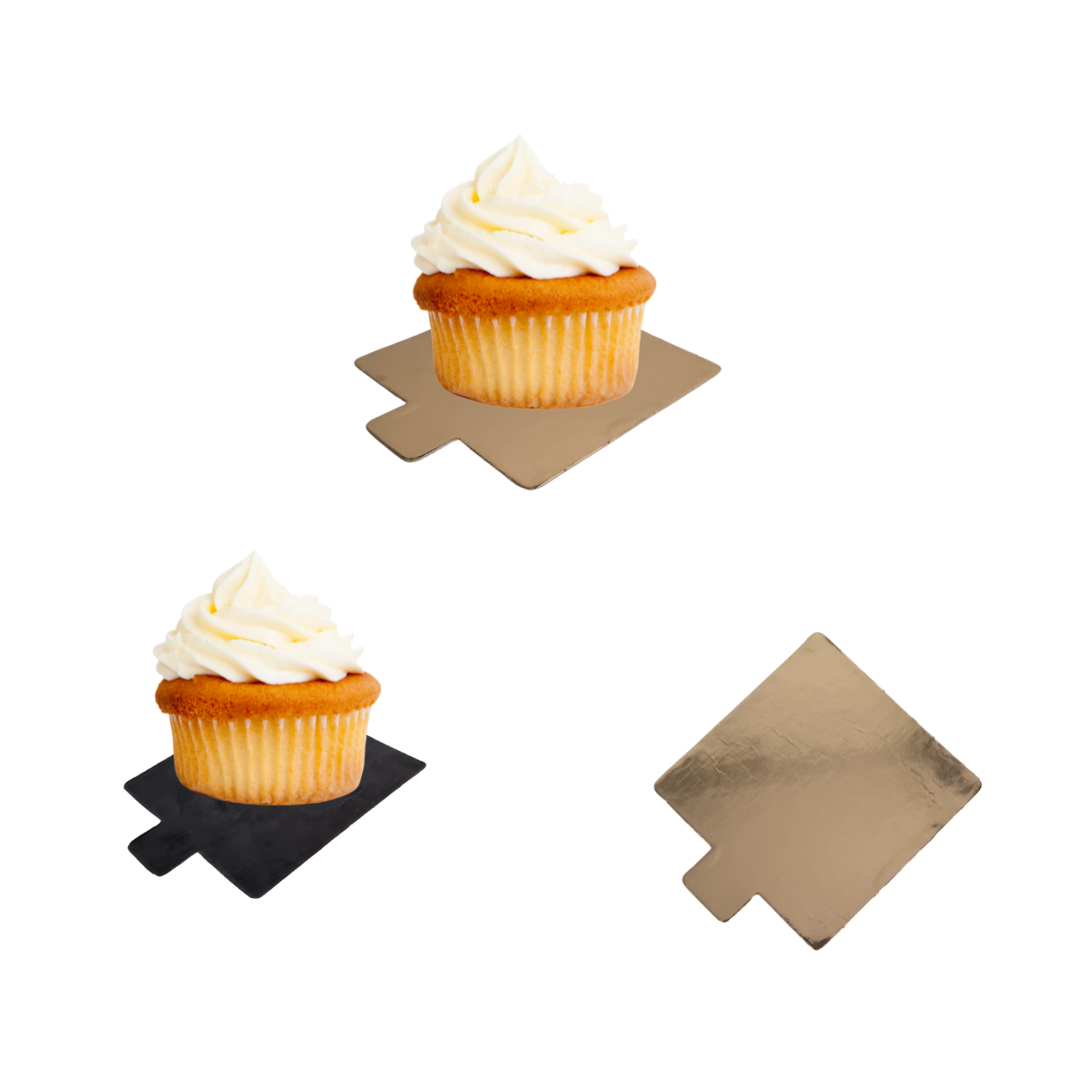 Piatto monoporzione quadrato con sopra dei dolci e uno vuoto 