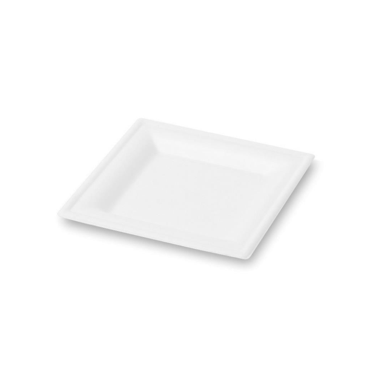 Piattino quadrato monouso in polpa di cellulosa bianco 