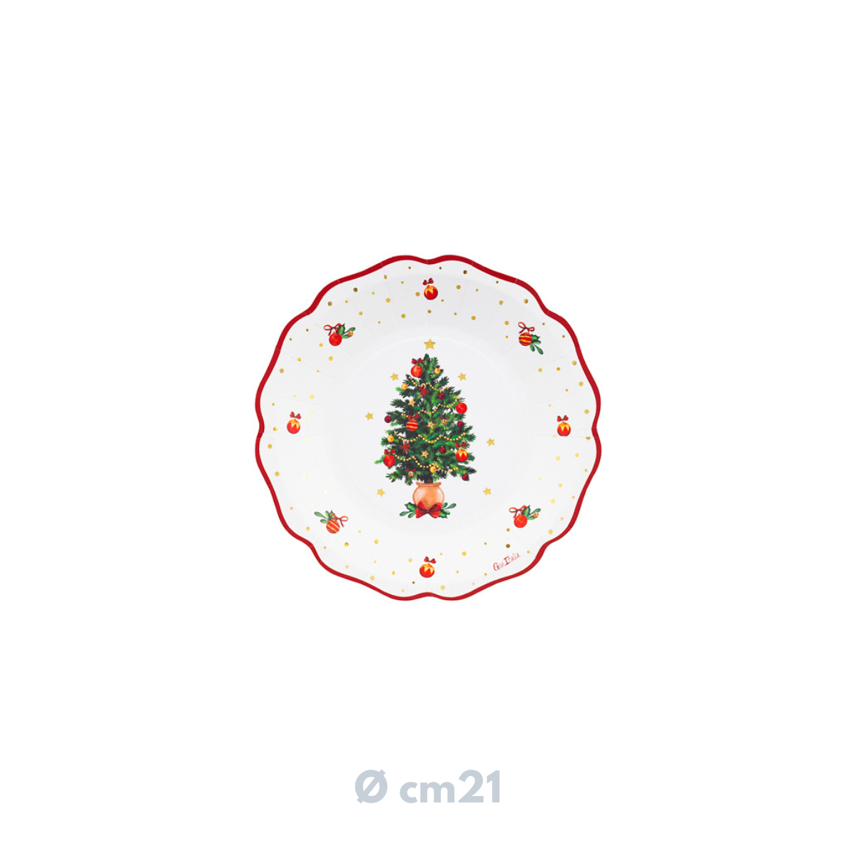 Piatto in carta  diametro 21 cm con fantasia natalizia 