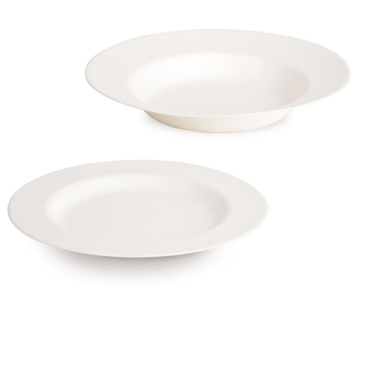 Due piatti bianchi, uno cupo ed uno piano 