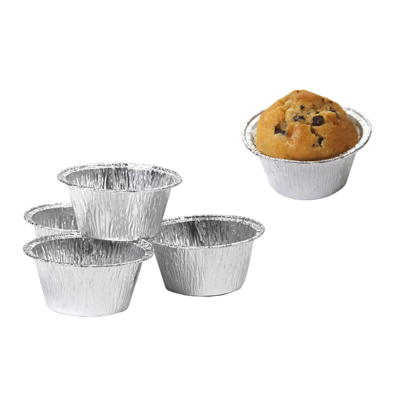 Pirottini di alluminio, 4 vuoti ed uno con muffin