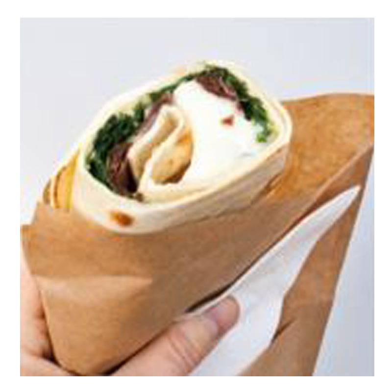 Porta piadina color avana con dentro cibo, dettaglio