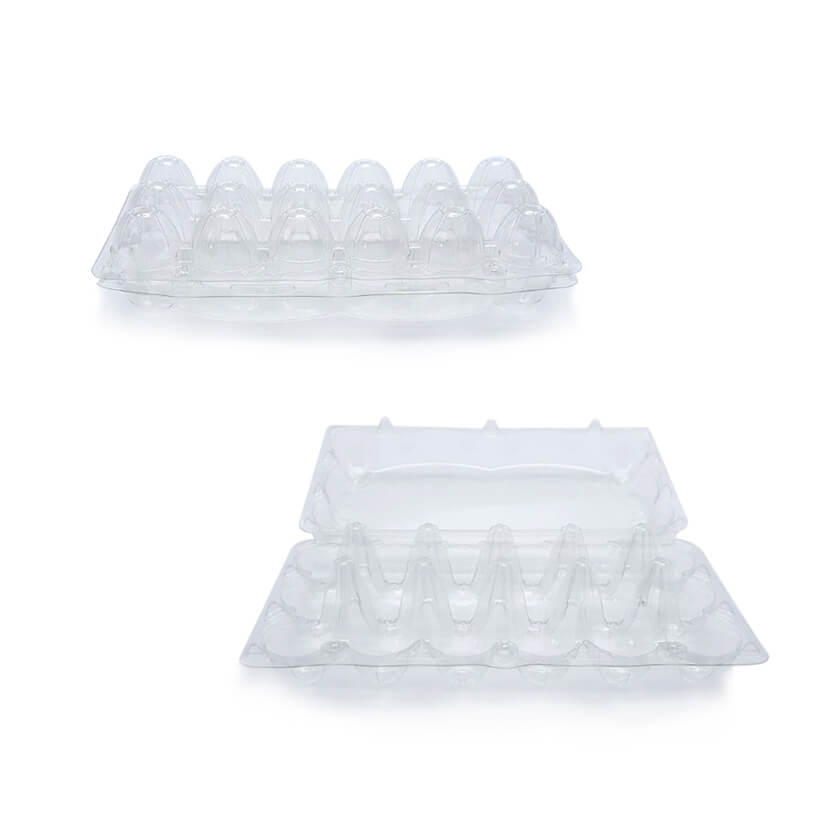 Confezione di plastica trasparente porta uova aperta e chiusa 