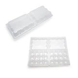 Porta uova da 24, trasparente, mostrato aperto e chiuso