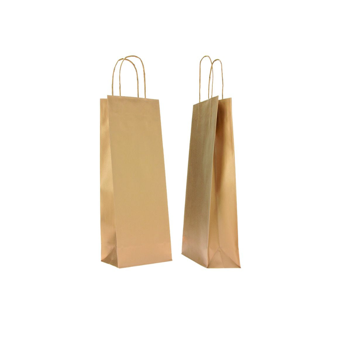 Porta bottiglia, color oro ed uno color argento, in piedi, su sfondo bianco