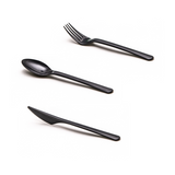 Set di Forchetta, cucchiaio e coltello  lavabile riutilizzabile nera
