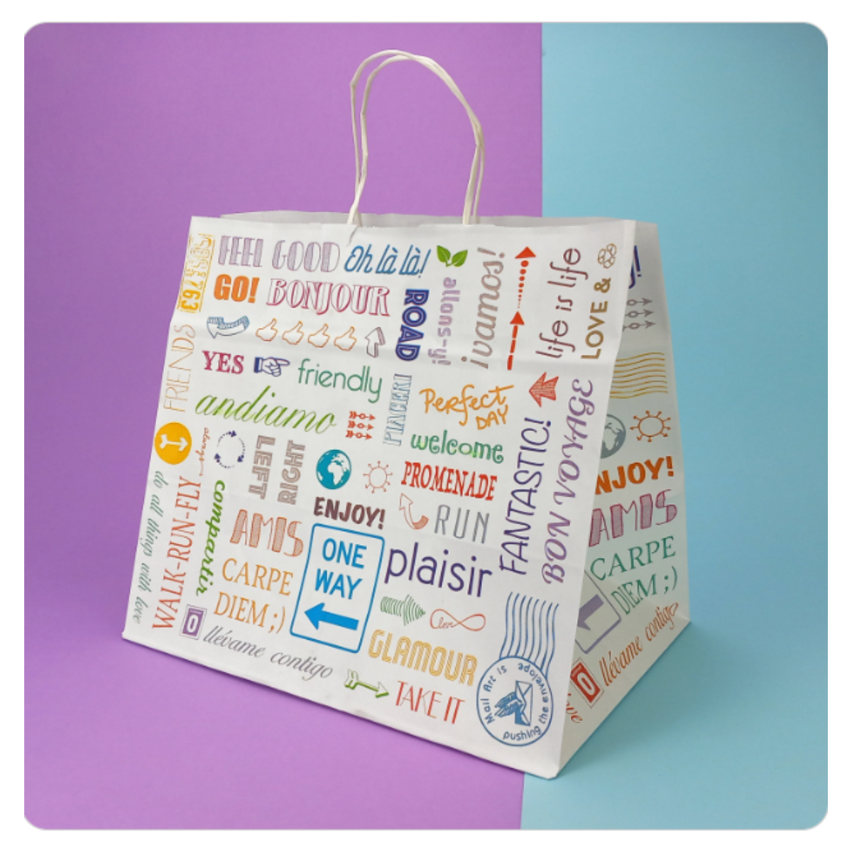 Shopper fondo largo stampa parole