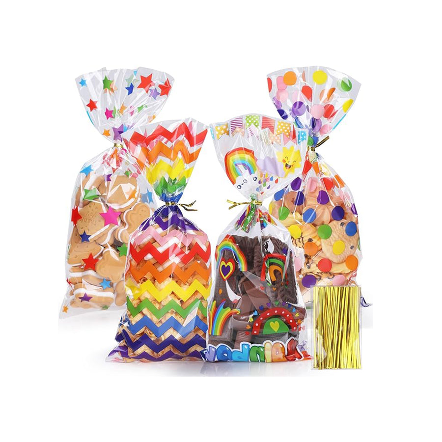 100 Sacchetti Cellophane Pasquali Con Fondo Piatto E 100 Legaccetti | 14,5x25 Cm | Trasparenti Con Motivi Pasqua | Per Uova, Caramelle, Biscotti, Cioccolatini - 3