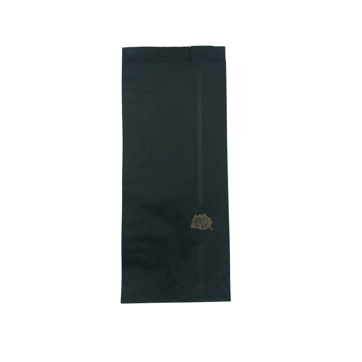 Sacchetto di carta nero con rosa dorata