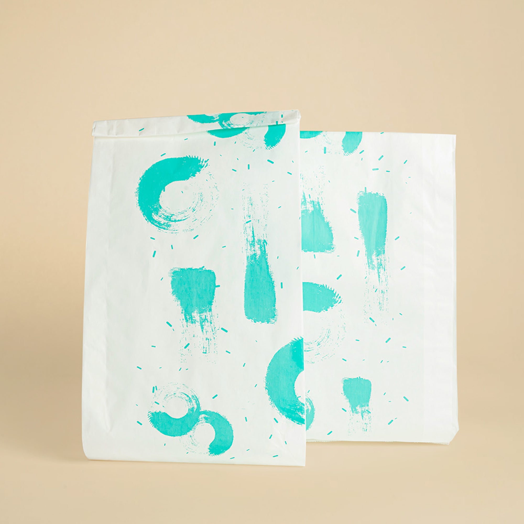 Sacchetto porta pane bianco con fantasia turchese