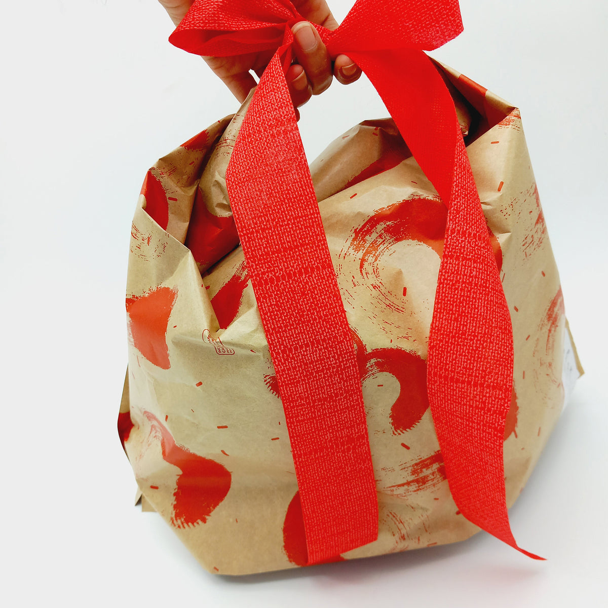 Sacchetto per panettone avana e rosso