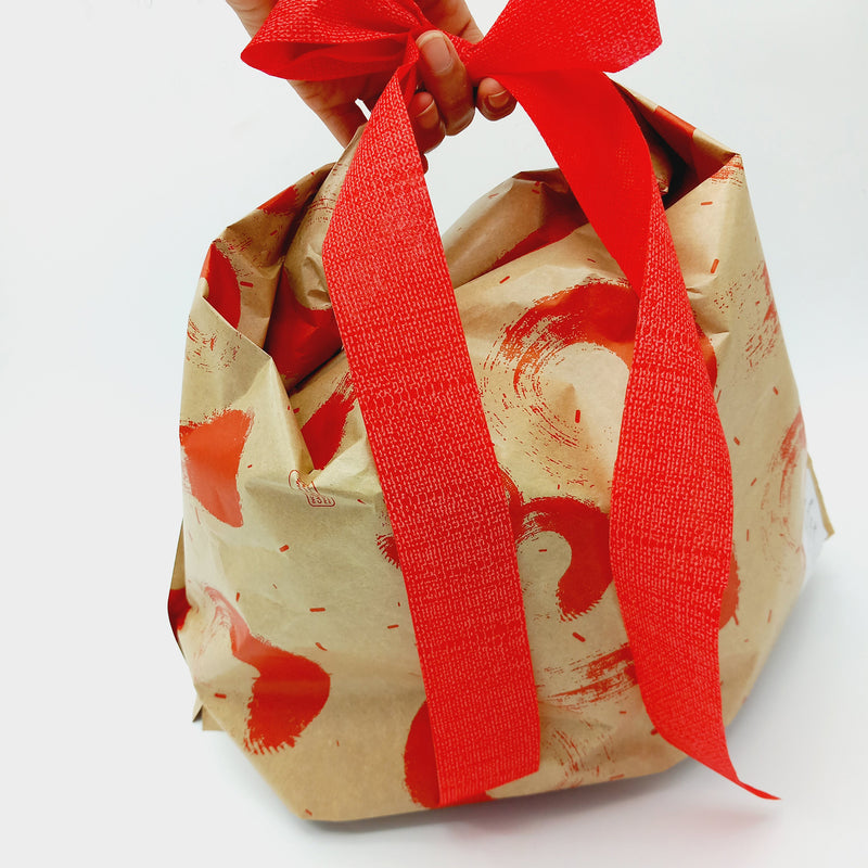 Sacchetto per panettone avana e rosso
