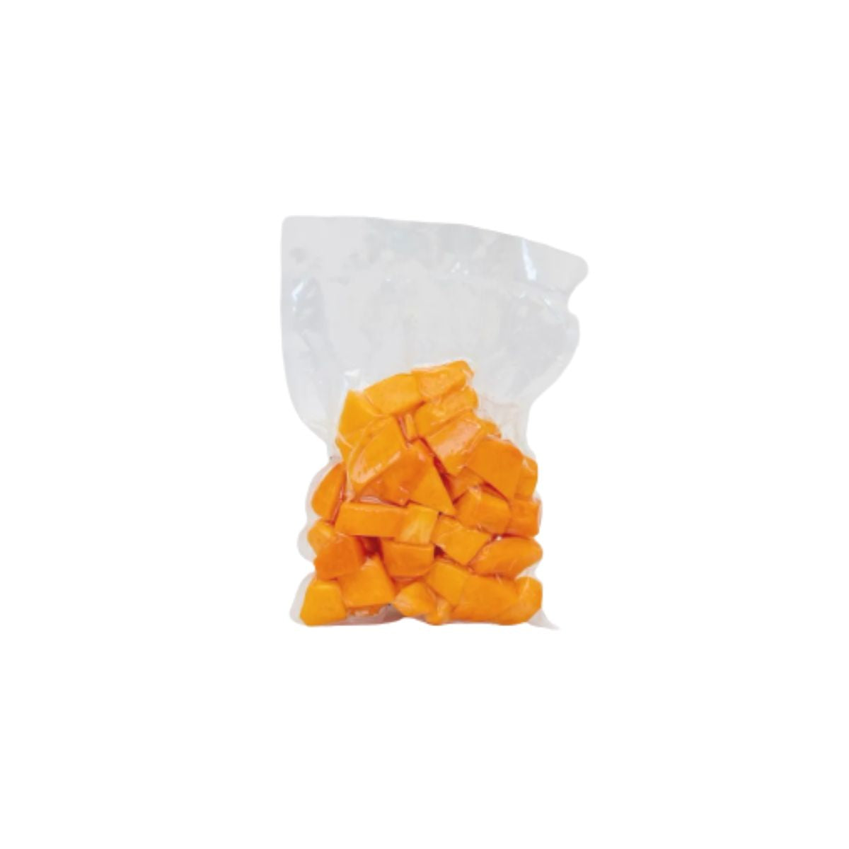 Sacchetto sottovuoto con all'interno cubetti di zucca