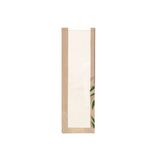 Sacchetto bio per baguette in carta color avana con finestra mostrato vuoto