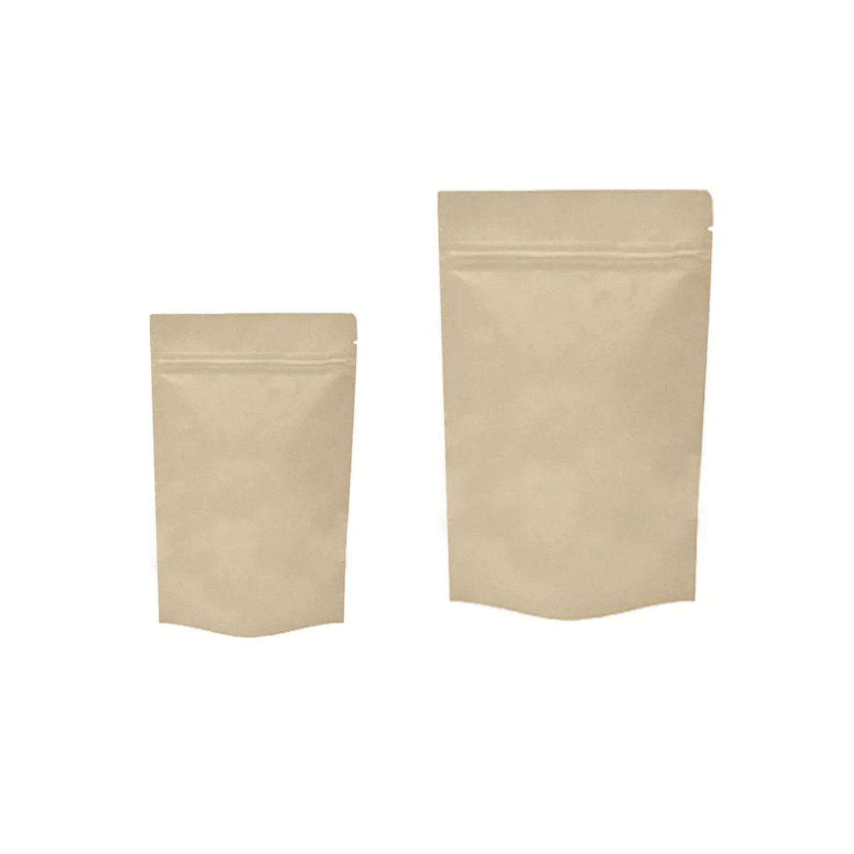 Sacchetti di carta color avana con zip, due diverse misure 