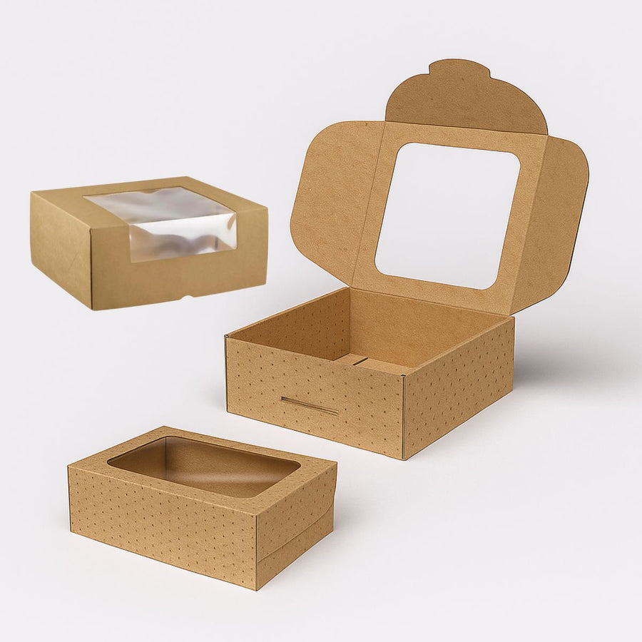 20 Scatole Portatorta Con Finestra Trasparente E Adesivi, 22,9x22,9x7,6 Cm, Bianche, Per Biscotti E Pasticcini