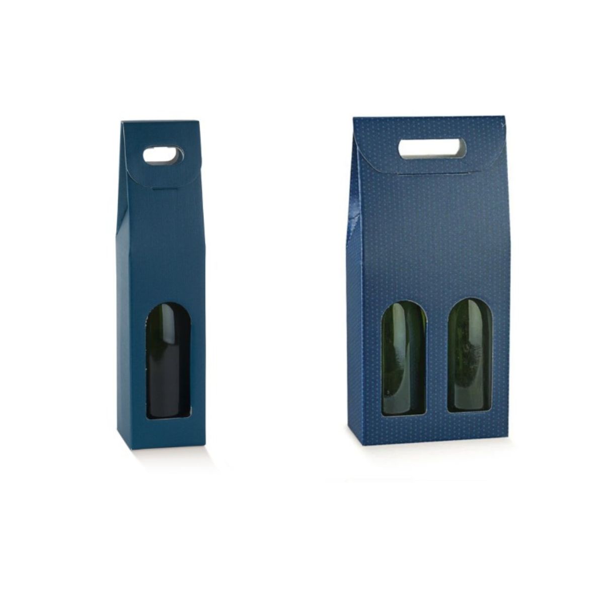 Scatola porta bottiglia, da una e da due, blu
