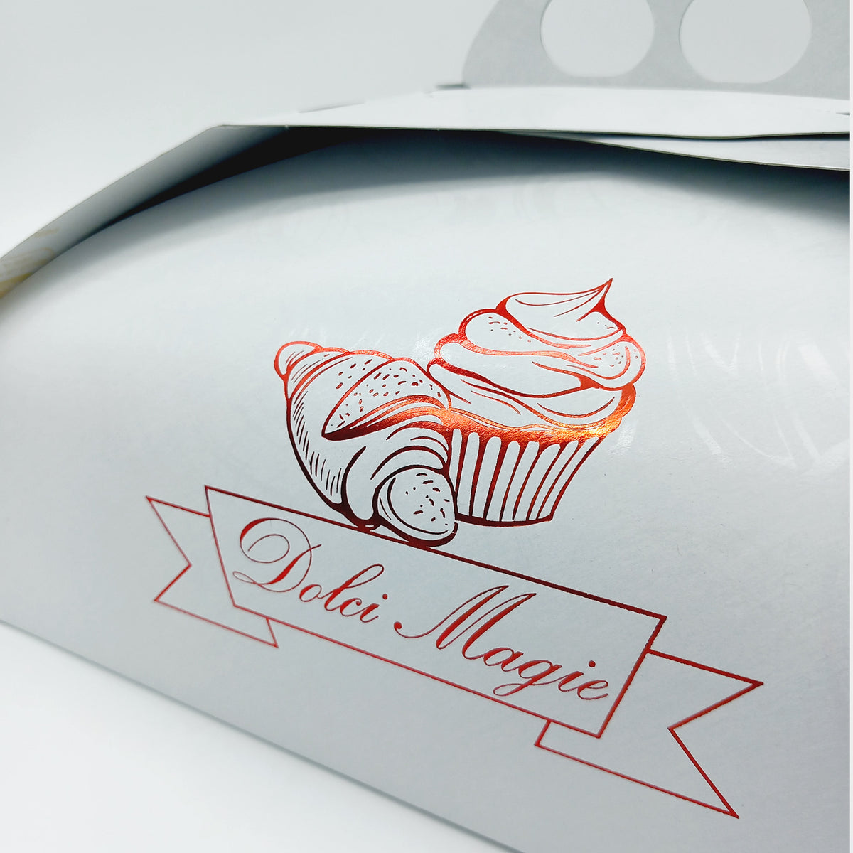 Scatola per torta bianca personalizzata con il tuo logo