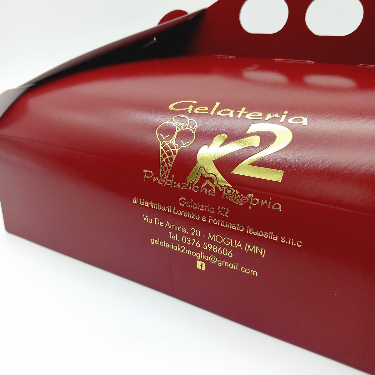 Scatola per torta rossa personalizzata con il tuo logo dettaglio