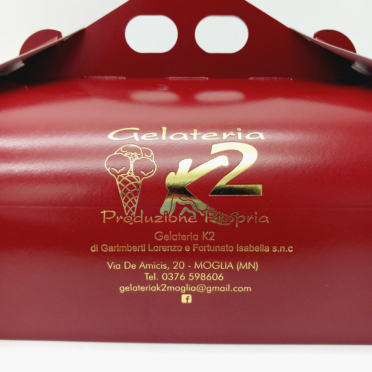 Scatola per torta rossa personalizzata con il tuo logo, dettaglio