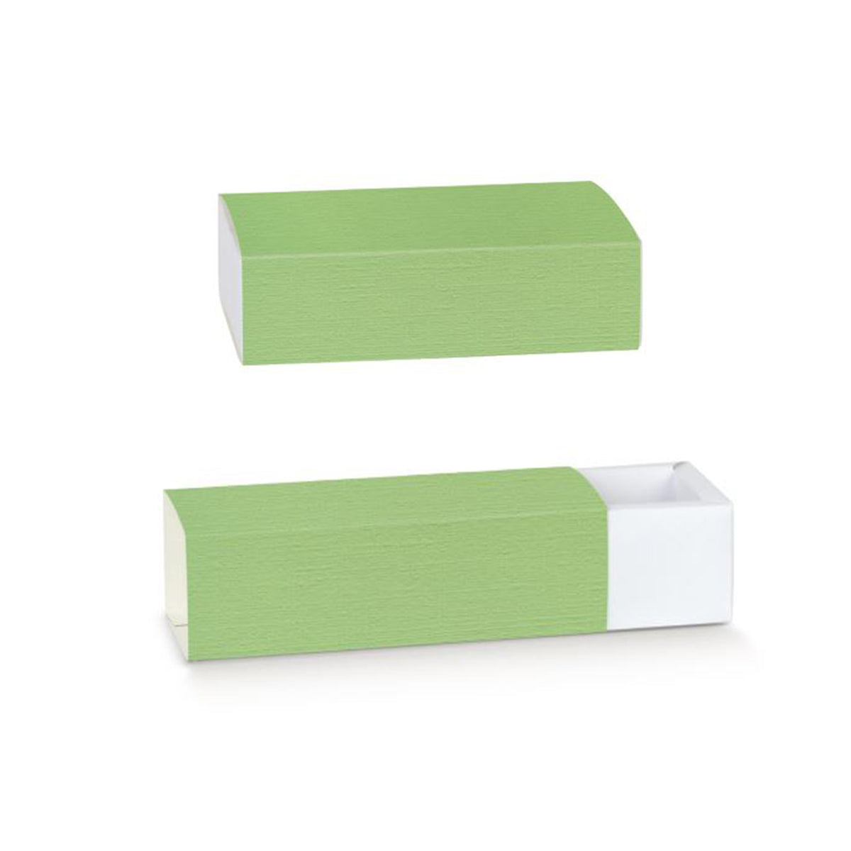 Scatola verde con astuccio, mostrata chiusa e con astuccio sfilato