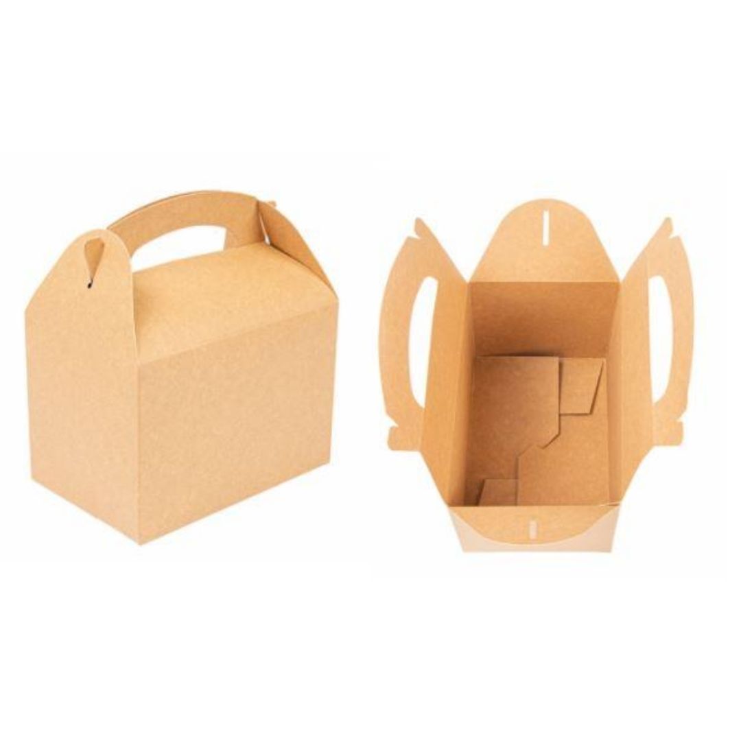 Scatola asporto color avana vista da sopra aperta e chiusa di lato