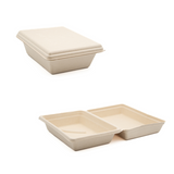 Scatola cibo asporto con coperchio mostrata aperta e chiusa