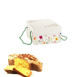 Scatola porta colomba decorazioni primaverili e colomba pasquale mostrata vicino