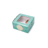 Scatola porta 4 muffin con un muffin dentro, con finestra, color verde acqua 