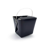 Scatola nera di cartoncino con manico bianco per asporto 