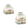 Scatola porta panettone bianca con fantasia natalizia, due diverse misure 