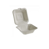 Scatola per hamburger con coperchio attaccato bianca e vuota