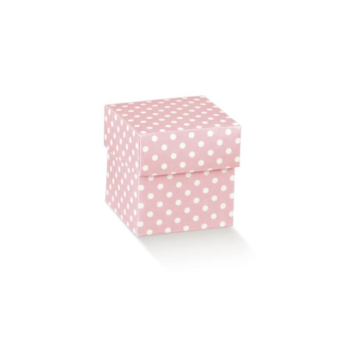 Scatole per bomboniere, rosa con pois bianchi