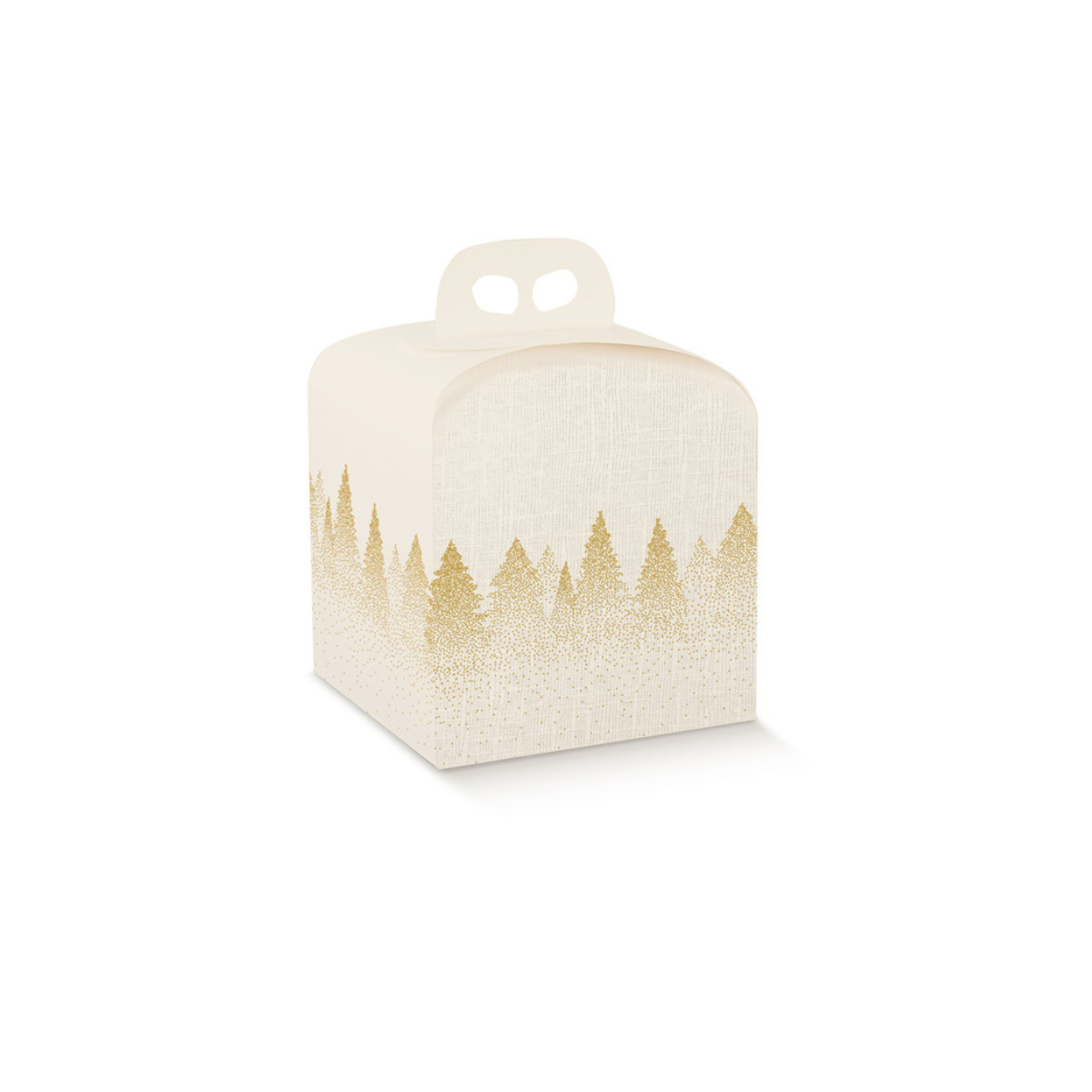Scatola per panettone con foresta dorata