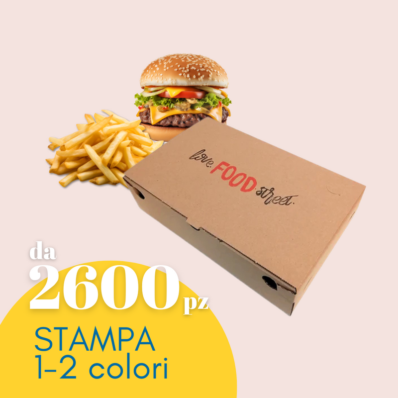 Scatola per fritto color avana personalizzabile con scritta in primo piano da 2600 pz stampa 1-2 colori