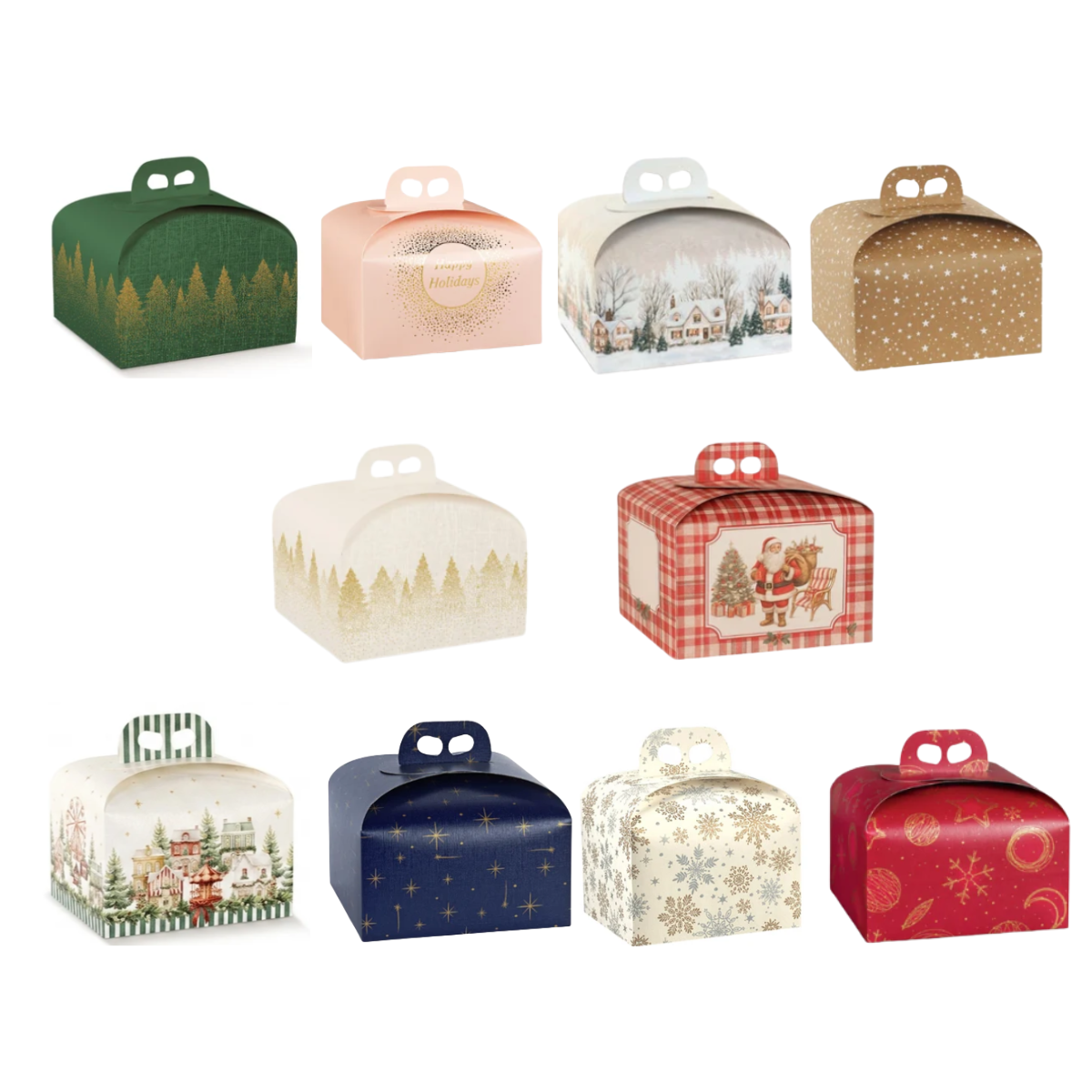 Scatole per panettone di diverse misure e grafiche 