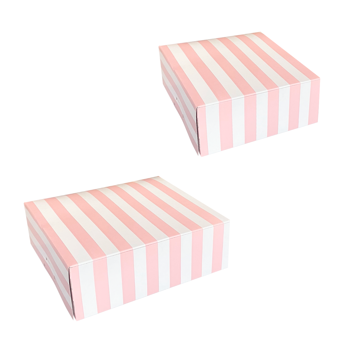 Scatola per pasticceria a righe bianche e rosa 