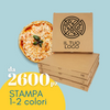 Scatole avana porta pizza asporto personalizzabili con il tuo logo. In primo piano scritta da 2600 pz stampa 1-2 colori