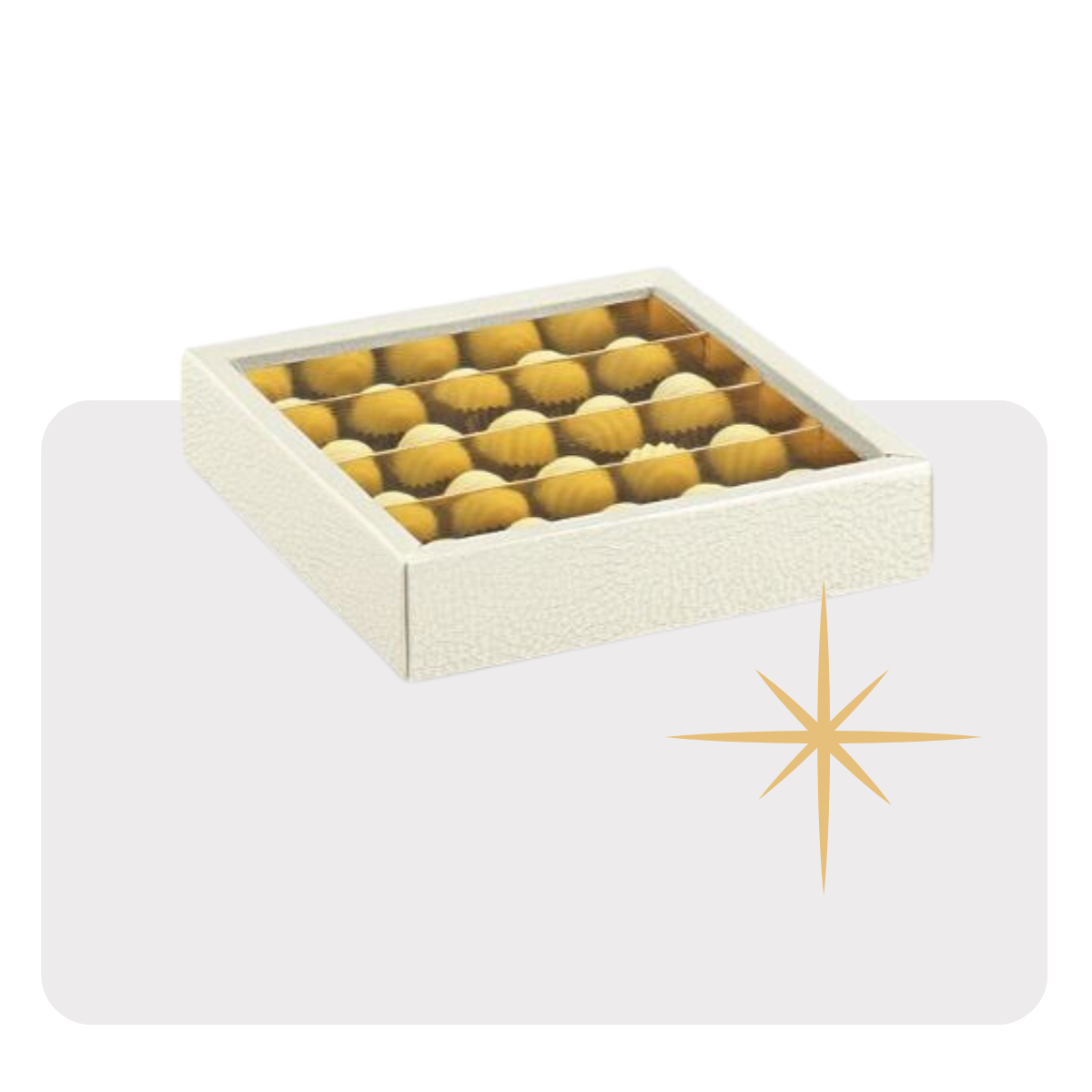 Scatola porta cioccolatini bianca, piena, 