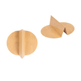 Separatore di cartoncino tondo, color avana, mostrato da due diverse prospettive 