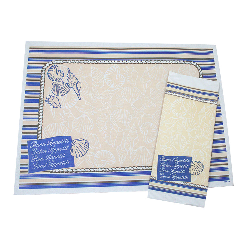 Tovaglietta di carta americana e porta posate di carta a tema marittimo 