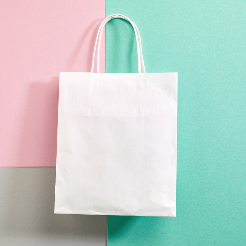 Shopper bianca con manico a cordina