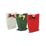 Shopper colorate (bianco, verde, rosso) con manico a fagiolo e fiocco