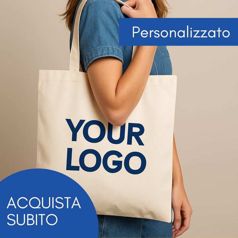 Borsa riutilizzabile in cotone con manici personalizzabile con logo
