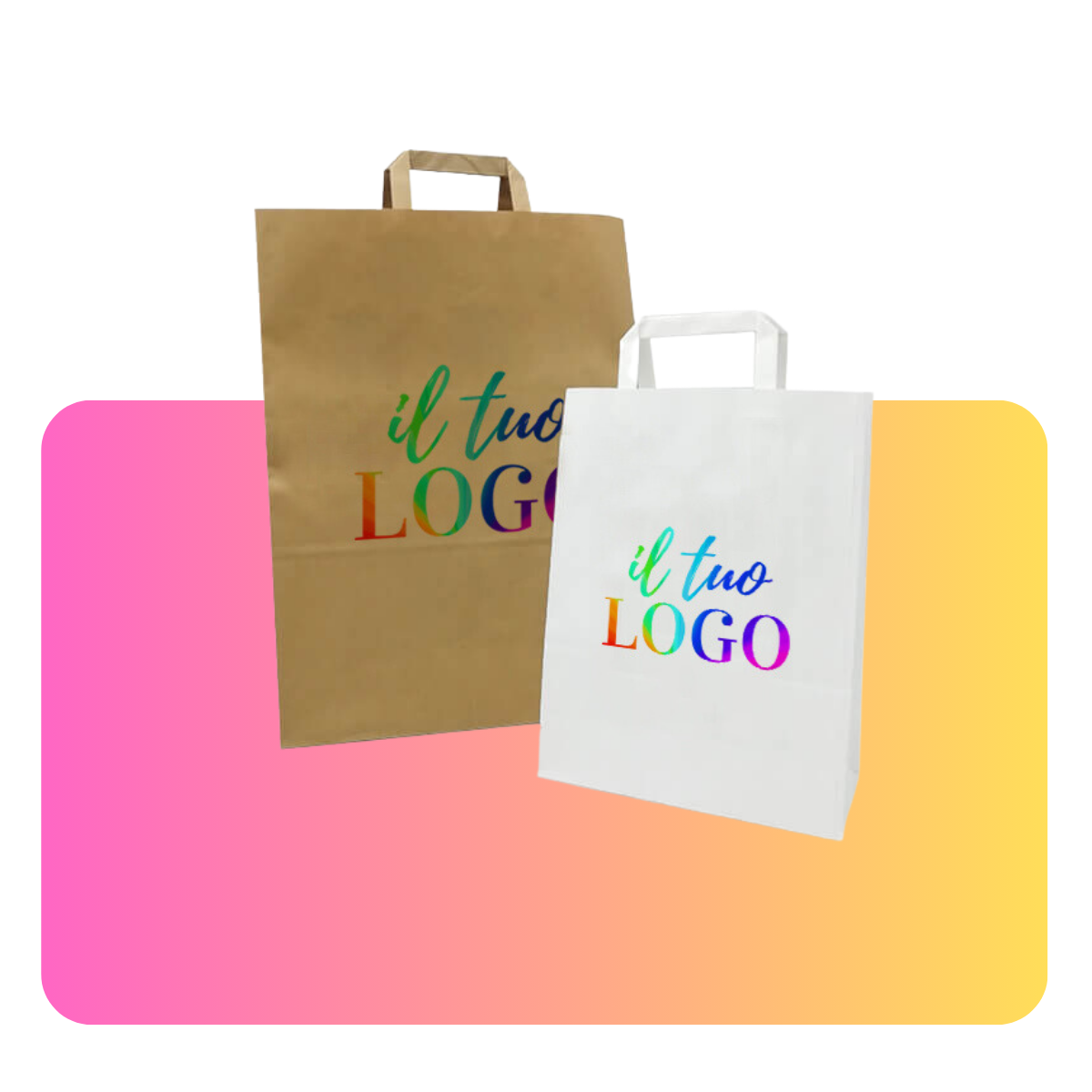 Shopper di carta, una avana ed una bianca personalizzate con il tuo logo 