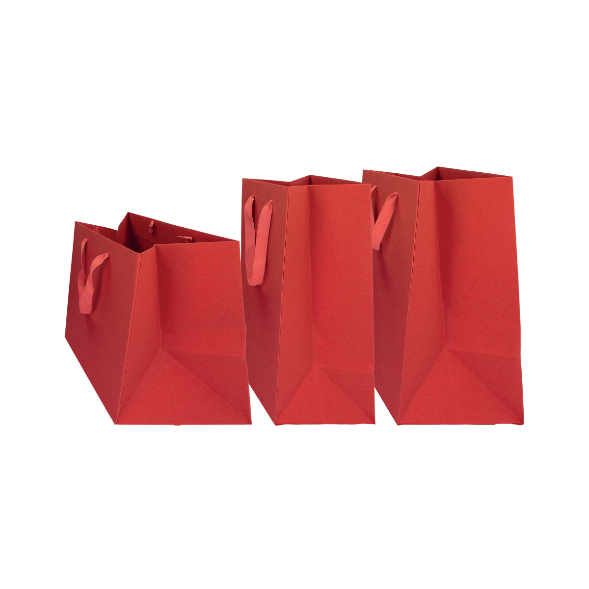 Shopper rosse in tre formati, aperte 