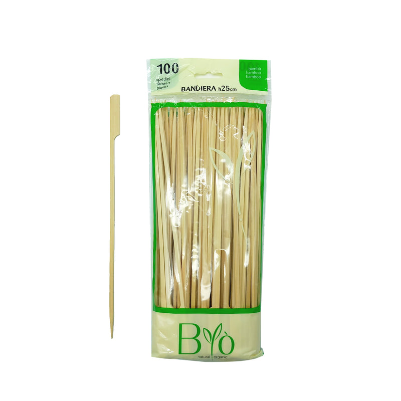 Confezione di spiedi di bamboo ed uno fuori