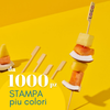 Spiedi di legno personalizzabili con il tuo logo. Uno evidente con frutta infilata. Scritta in primo piano da 1000 pz stampa più colori