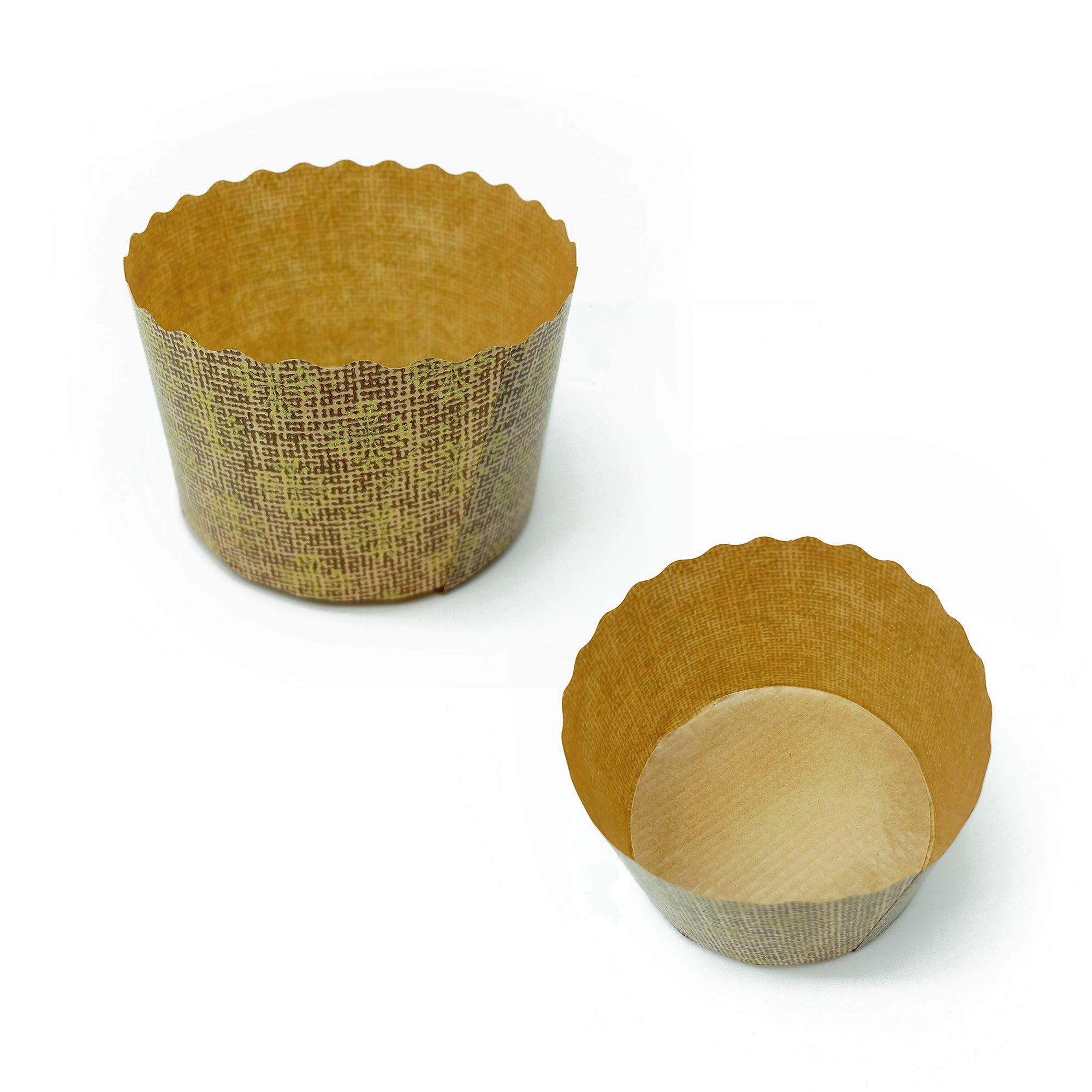 Stampo di carta per mini panettone visto di lato e da sopra